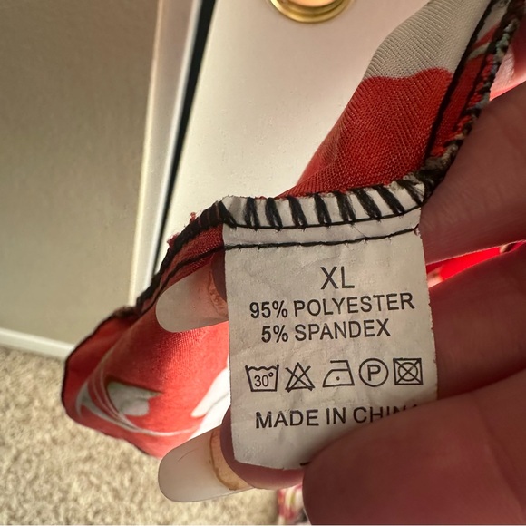 Floral Red silky soft stretchy Dress - Picture 2 of 6